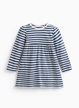Navy Striped Jersey Dress