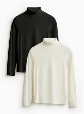 High Neck Long Sleeve Tops 2 Pack