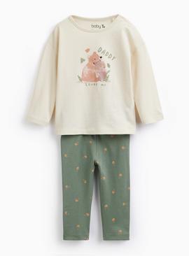 Bear Print Long Sleeve Top & Leggings Set