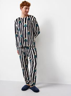 Matching Family Men's Mono Stripe Christmas Tree Printed Pyjamas