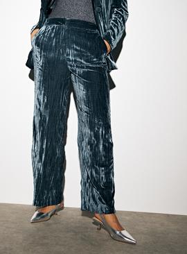 Crinkle Velvet Wide Leg Co-ord Trousers