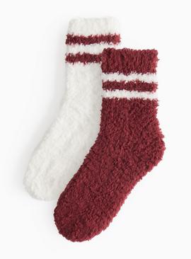 Red Sport Stripe Cosy Socks 2 Pack 4-8
