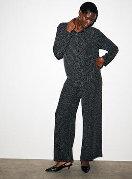 Black Shimmer Co-ord Wide Stripe Trousers