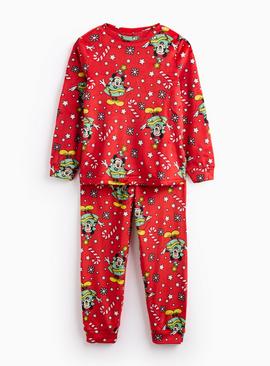 Mickey Mouse Christmas Tree Printed Red Slinky Pyjamas