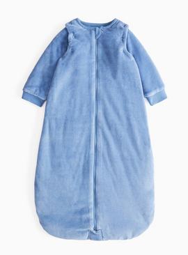 Blue Velour Long Sleeve 2.5 Tog Sleeping Bag 0-6 Months