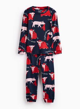 Matching Family Kids' Christmas Piglets In Blankets Printed Slinky Pyjamas