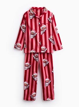 Matching Family Kid's Christmas Pink Stripe Santa Traditional Pyjamas