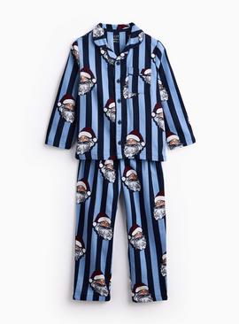 Matching Family Kid's Christmas Navy Stripe Santa Traditional Pyjamas