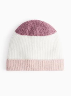 Pink Tonal Striped Beanie Hat