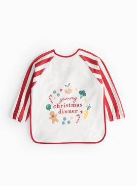 Christmas Dinner Print Long Sleeve Bib One Size