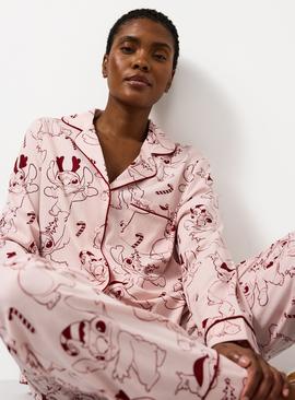 Matching Family Women's Christmas Stitch Pink Jersey Pyjamas