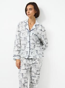 Matching Family Women's Christmas Skiing Dogs Print Jersey Pyjamas