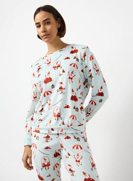 Mini Me Women's Christmas Blue Santa Parachute Slinky Pyjamas