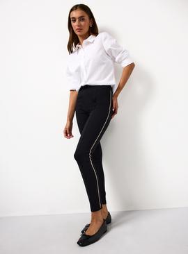 Black Embellished Panel Ponte Leggings