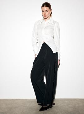 Black Tailored Sequin Side Panel Wide Leg Trousers