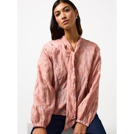 Tie Neck Jacquard Blouse