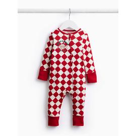 Christmas Harlequin Checkerboard Zip Through Sleepsuit