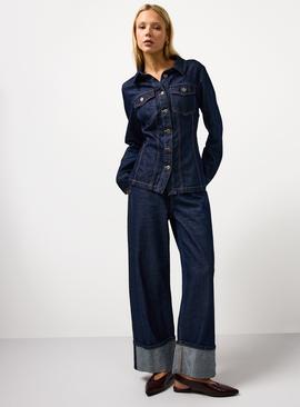 Dark Denim Sparkle Co-ord Cinched Waist Shirt