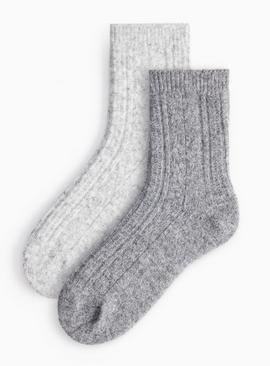 Grey Cosy Boot Socks 2 Pack 4-8