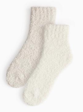 Neutral Cropped Cosy Ankle Socks 2 Pack 4-8