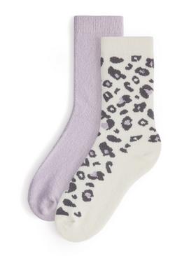 Leopard Supersoft Cosy Socks 2 Pack 4-8