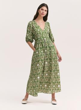 FINERY Katie Dress Olive Woodblock