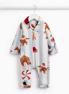 Matching Family Christmas Circus Printed Stripe Romper