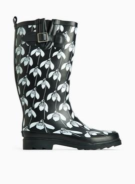 Tu X Scion Mono Snowdrop Print Long Leg Wellies