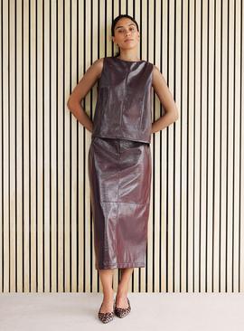 Burgundy Vinyl Co-ord Sleeveless Shell Top