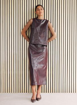 Burgundy Vinyl Co-ord Sleeveless Shell Top