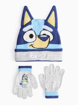 Bluey Character Print Beanie Hat & Gloves Set