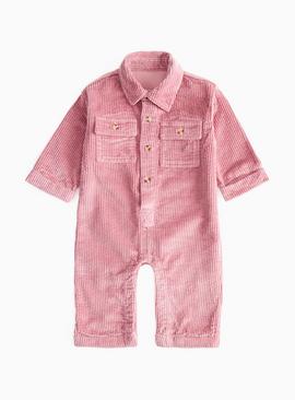 Pink Corduroy Little One Slogan Romper