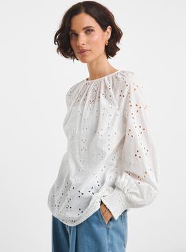 JD WILLIAMS Broderie Puff Sleeve Top