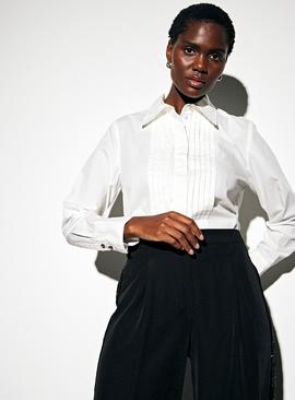 White Poplin Tux Detail Regular Fit Shirt