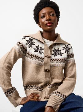 Brown Fairisle Toggle Cardigan
