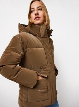 Brown Cargo Padded Coat
