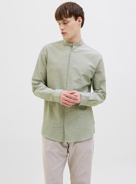 JJ REBEL Linen Blend Moss Sunny Band Long Sleeved Shirt