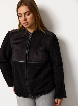 Zip Through Faux Shearling Jacket