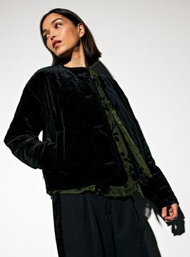 Black Quilted Velour Jacket