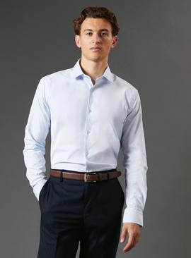 BURTON Blue Tailored Fit Long Sleeve Easy Iron Shirt