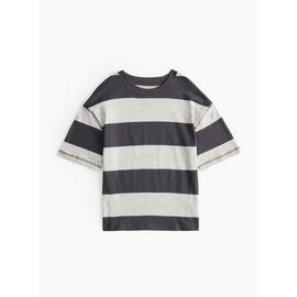 Charcoal Grey Block Striped T-Shirt
