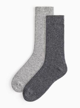 Premium Grey Cosy Socks with Cashmere 2 Pack