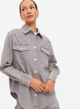 Grey Denim Relaxed Fit Coord Shirt