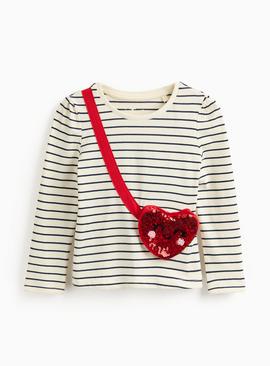 Heart Bag Stripe Long Sleeve Tee