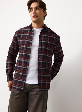 Dark Red Brushed Check Shirt