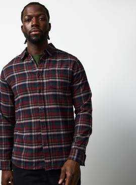 Dark Red Brushed Check Shirt