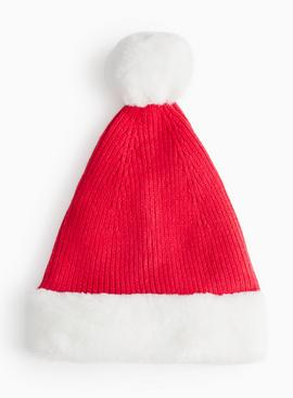 Christmas Red Knitted Santa Hat One Size