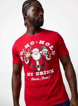 Christmas Ho Ho Hold My Drink Graphic Tee