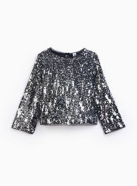 Sequin Embellished Long Sleeve Top
