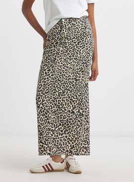 SIMPLY BE Light Leopard Denim Midaxi Skirt